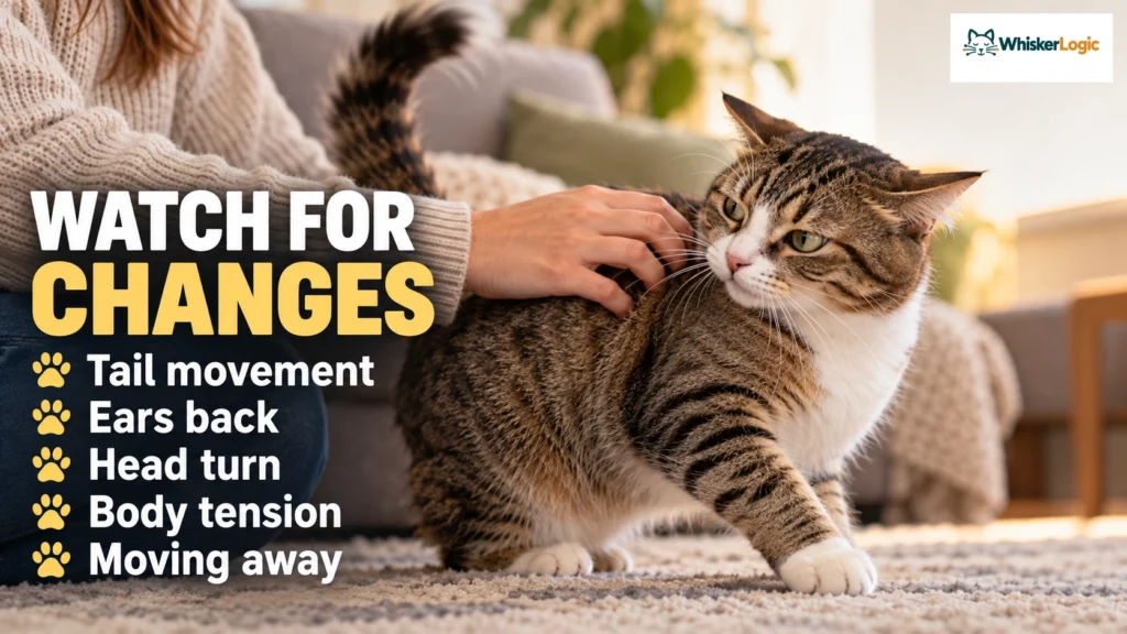 Cat showing subtle body language changes during petting