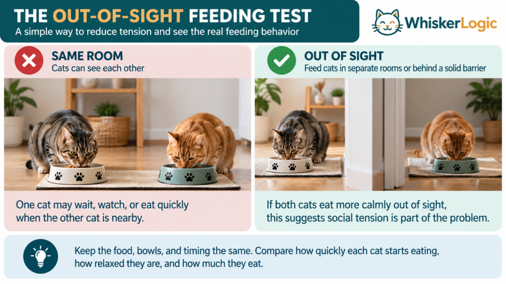 Out-of-sight feeding test comparing cats eating together and separately